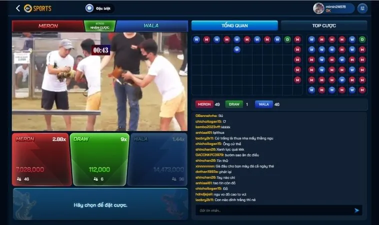 Giao diện cá cược đá gà 22BET