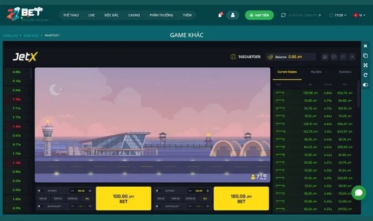 Giao diện chơi game nhanh tại nhà cái 22BET